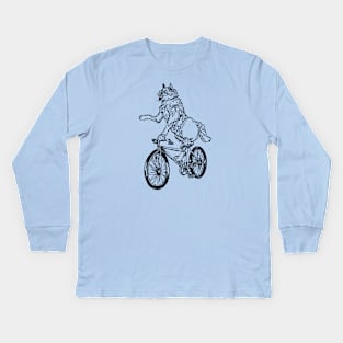 SEEMBO Wolf Cycling Bicycle Bicycling Biking Riding Fun Bike Kids Long Sleeve T-Shirt